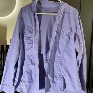 Eddie Bauer woman’s light purple button shirt